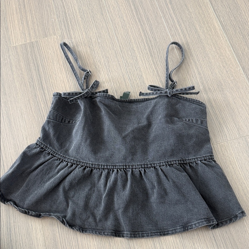 Wild Fable Black Denim Crop Top